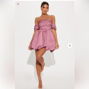 Fashion mauve Lavender Off-Shoulder Dress